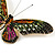 Statement Multicoloured Crystal Butterfly Brooch In Gold Tone - 85mm Across - view 6