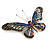 Statement Multicoloured Crystal Butterfly Brooch In Gold Tone - 85mm Across - view 5
