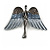Flying Angel Grey/ Blue Diamante Brooch In Gun Metal - 50mm Width - view 4