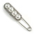 Large Clear Crystal White Faux Pearl Oval Safety Pin Brooch In Silver Tone - 70mm L - view 4