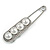 Large Clear Crystal White Faux Pearl Oval Safety Pin Brooch In Silver Tone - 70mm L - view 3