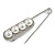 Large Clear Crystal White Faux Pearl Oval Safety Pin Brooch In Silver Tone - 70mm L - view 5