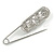 Large Clear Crystal White Faux Pearl Oval Safety Pin Brooch In Silver Tone - 70mm L - view 6