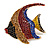 Statement Multicoloured Crystal Fish Brooch In Gold Tone - 55mm Long - view 6