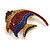 Statement Multicoloured Crystal Fish Brooch In Gold Tone - 55mm Long - view 5