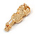 Gold Tone Pink Crystal Violin Musical Instrument Brooch - 45mm Tall - view 6
