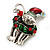 Vintage Inspired Christmas Cat Brooch In Aged Silver Tone - 35mm Tall - view 4