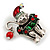 Vintage Inspired Christmas Cat Brooch In Aged Silver Tone - 35mm Tall - view 5