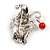 Vintage Inspired Christmas Cat Brooch In Aged Silver Tone - 35mm Tall - view 3