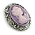 Vintage Inspired AB Crystal Lilac Cameo Brooch In Aged Silver Tone - 40mm Tall - view 4
