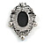 Oval Filigree AB Crystal Grey Cameo Brooch In Aged Silver Tone - 50mm Tall - view 5