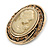 Vintage Inspired Citrine Crystal Oval Beige Acrylic Cameo In Aged Gold Tone Metal - 45mm L - view 3