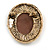 Vintage Inspired Citrine Crystal Oval Beige Acrylic Cameo In Aged Gold Tone Metal - 45mm L - view 5