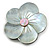 40mm L/Flower Sea Shell Brooch/ Silver/Natural Shades/ Handmade/ Slight Variation In Colour/Natural Irregularities - view 5