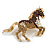 Brown/Citrine/ AB Pave Set Crystal Horse Brooch in Gold Tone - 65mm Across - view 2