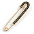 Classic Black Austrian Crystal Safety Pin Brooch In Gold Tone - 75mm Across - view 9