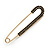 Classic Black Austrian Crystal Safety Pin Brooch In Gold Tone - 75mm Across - view 2