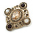 Vintage Inspired Oval Crystad Brooch in Gold Tone Metal/ Grey/ Citrine/Milky White/Brown - 50mm Across - view 2