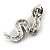 Vintage Inspired Crystal Snake Brooch in Aged Silver Tone - 40mm Long - view 4
