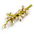 Stunning Magnolia Flowers Floral Enamel Brooch in Gold Tone - 55mm Long - view 6