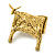 Vintage Inspired Textured Bull Brooch in Aged Gold Tone - 45mm Across - view 2
