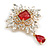 Statement Victorian Style Red/Clear Austrian Crystal Charm Brooch/Pendant in Gold Tone - 55mm Drop - view 2