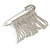 Statement Safety Brooch with Crystal Fringe in Silver Tone - 70mm Across - view 5