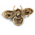 Vintage Inspired Large Statement Crystal Bee Brooch In Aged Gold Tone (Green,Magenta,Mint Hues) - 60mm Across - view 4