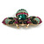 Vintage Inspired Large Statement Crystal Bee Brooch In Aged Gold Tone (Green,Magenta,Mint Hues) - 60mm Across - view 7