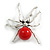 Statement Red Acrylic Spider Brooch in Silver Tone - 65mm Tall - view 8
