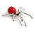 Statement Red Acrylic Spider Brooch in Silver Tone - 65mm Tall - view 9