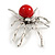 Statement Red Acrylic Spider Brooch in Silver Tone - 65mm Tall - view 5