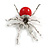 Statement Red Acrylic Spider Brooch in Silver Tone - 65mm Tall - view 6