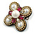 Vintage Inspired Crystal/ Pearl Bead and Chain Brooch/Hair Clip in White/Clear/Magenta - 60mm Across - view 4