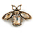 Vintage Inspired Clear/Citrine Crystal Bee Brooch In Aged Gold Tone - 48mm Across - view 7