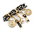 Trendy Black/White Fabric Multi Charm Brooch in Gold Tone - 65mm Across - view 2