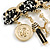 Trendy Black/White Fabric Multi Charm Brooch in Gold Tone - 65mm Across - view 5
