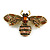 Large Crystal Bumble Bee Insect Brooch in Gold Tone - 75mm Across - view 2