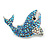 Stunning Crystal Blue Whale Brooch in Silver Tone - 40mm Across - view 7