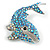 Stunning Crystal Blue Whale Brooch in Silver Tone - 40mm Across - view 5