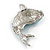 Stunning Crystal Blue Whale Brooch in Silver Tone - 40mm Across - view 4