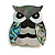 Mother Of Pearl Abalone Owl Brooch in Grey/Silver/Black - 45mm Long - view 2