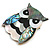 Mother Of Pearl Abalone Owl Brooch in Grey/Silver/Black - 45mm Long - view 5