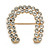 Clear Crystal Lucky Horseshoe Brooch in Gold Tone - 35mm Tall