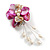 50mm D/Fuchsia/Cream Shell with Freshwater Pearl Bead Tassel Asymmetric Flower Brooch/Slight Variation In Colour/Size/Shape/Natural Irregularities - view 2