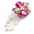50mm D/Fuchsia/Cream Shell with Freshwater Pearl Bead Tassel Asymmetric Flower Brooch/Slight Variation In Colour/Size/Shape/Natural Irregularities - view 4