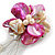 50mm D/Fuchsia/Cream Shell with Freshwater Pearl Bead Tassel Asymmetric Flower Brooch/Slight Variation In Colour/Size/Shape/Natural Irregularities - view 5