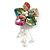 Multicoloured Shell with Freshwater Pearl Bead Tassel Asymmetric Flower Brooch/Slight Variation In Colour/Size/Shape/Natural Irregularities
