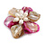 50mm/Fuchsia/Antique White Shell with Freshwater Pearl Bead Asymmetric Flower Brooch/Handmade/Slight Variation In Colour/Size/Shape/Natural Irregulari - view 4