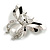 Large Black/White Enamel, Crystal with Pearl Bead Bug Brooch - 60mm Across - view 5